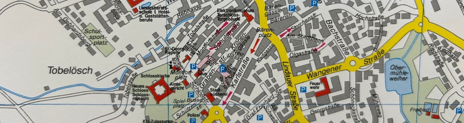 Ausschnitt des Tettnanger Stadtplans (Kernstadt)