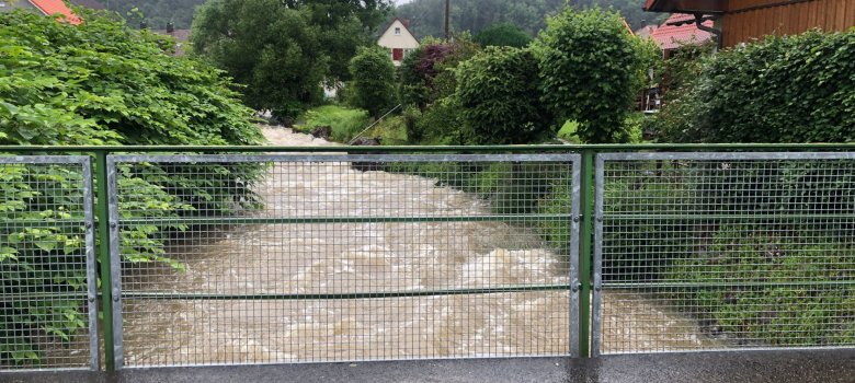 Hochwasser am Bollenbach in Laimnau