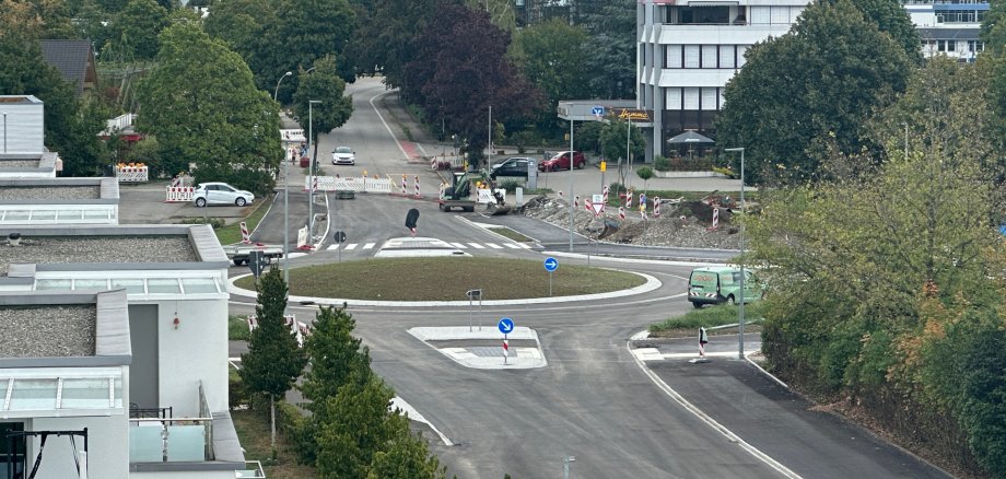 Baustelle für den Kreisverkehr Oberhof-Schäferhof vom StadTTforum aus gesehen
