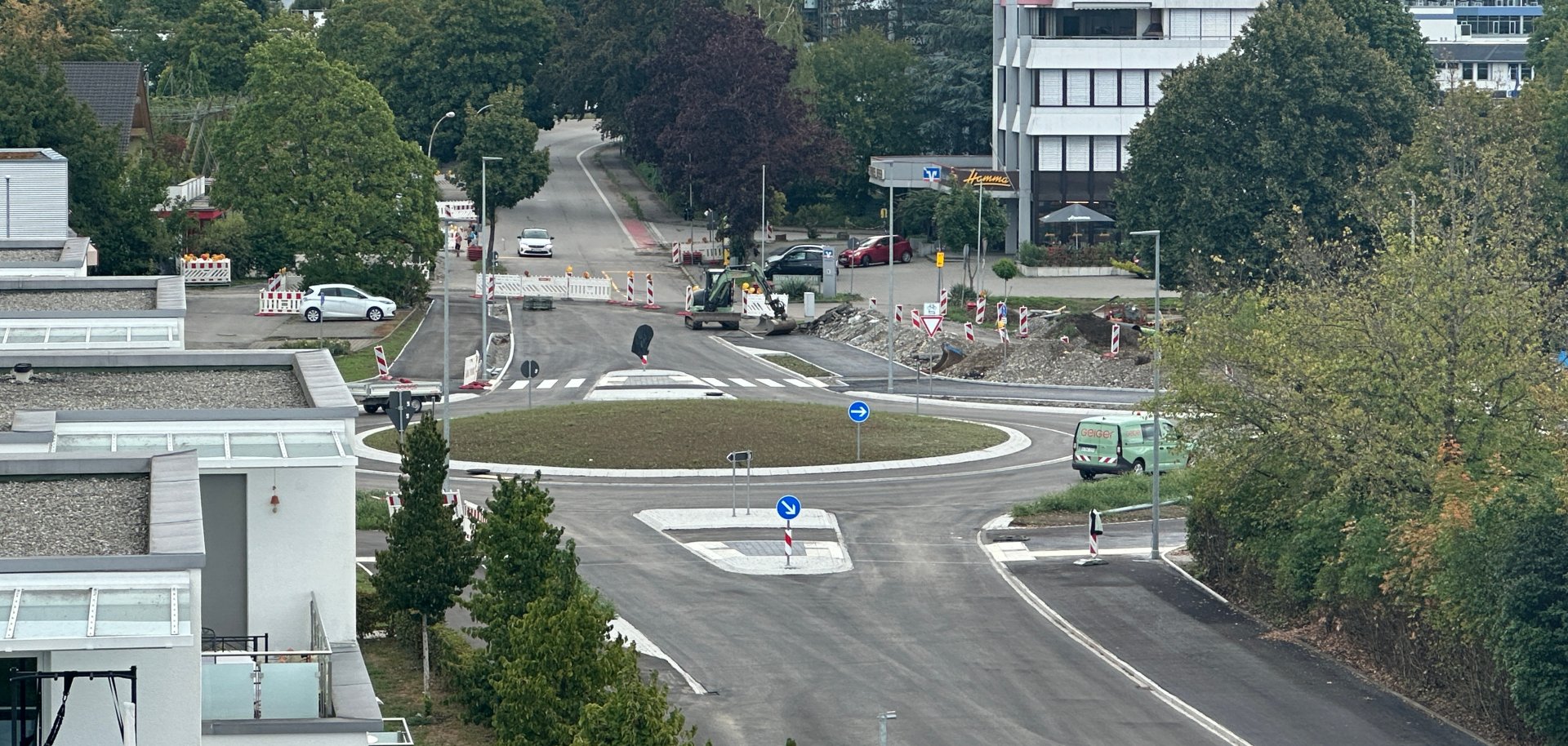 Baustelle für den Kreisverkehr Oberhof-Schäferhof vom StadTTforum aus gesehen