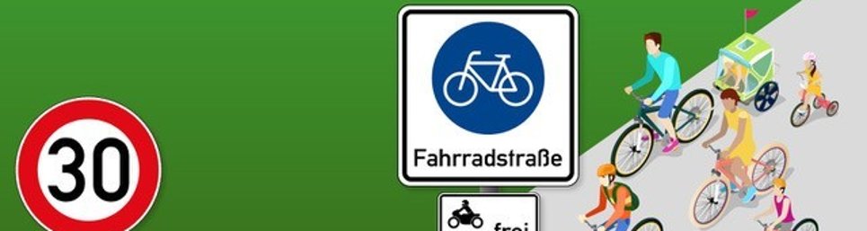 Grafik Radfahrer auf einer Fahrradstraße
