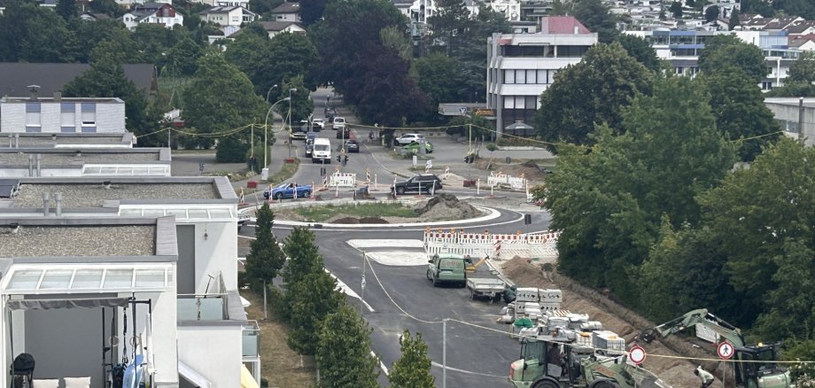 Ansicht der Baustelle Kreisverkehrs Schäferhof-Oberhof vom StadTTforum aus