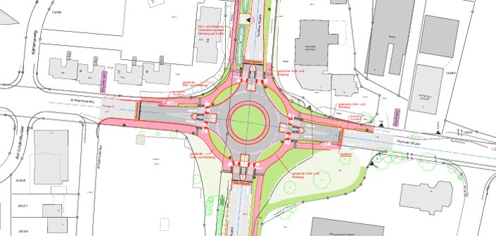 Plan des neuen Kreisverkehrs Oberhof-Schäferhof