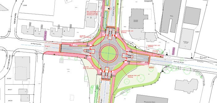 Plan des neuen Kreisverkehrs Oberhof-Schäferhof