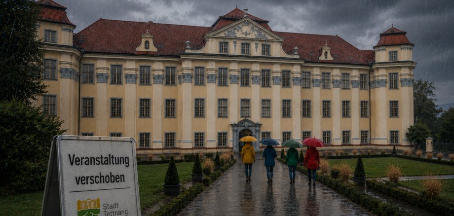 Schloss bei Regen (mit KI erstellt)